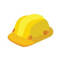 building construction helmet or project helmet in a bright yellow color. A flat design illustration vector