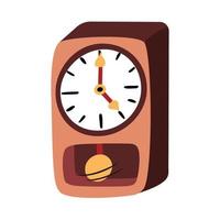 ilustración de diseño plano de un reloj de pared de versión antigua con un color marrón oscuro dominante. vector