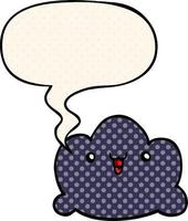 cartoon cloud and speech bubble in comic book style vector