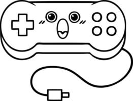 line drawing cartoon game controller vector