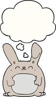 cartoon rabbit and thought bubble vector