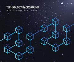 Blockchain line concept on dark background. Abstract geometric blockchain technology Cryptocurrency business sign. Vector illustration