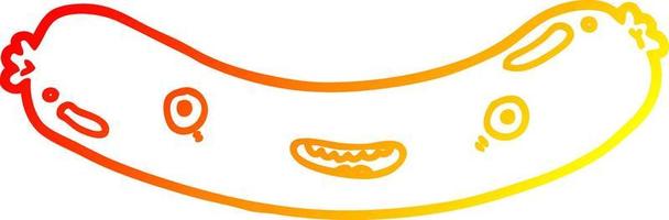 warm gradient line drawing cartoon sausage vector