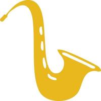 saxofón musical de dibujos animados retro de color plano vector