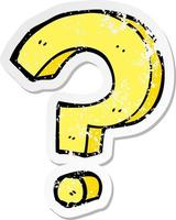 distressed sticker of a cartoon question mark vector