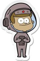 sticker of a happy astronaut cartoon vector