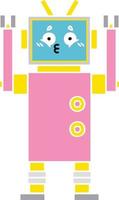 flat color retro cartoon robot vector