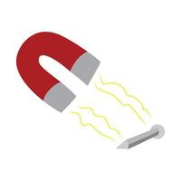 U magnet with a red and light gray color that attracts nails in front of it vector illustration