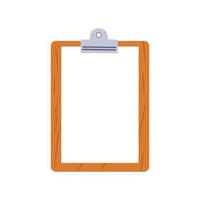 Blank clipboard clipboard with blank white paper sheet for mockup. Notepad information board. Vector illustration in flat design.