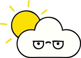 cute cartoon sun and cloud vector