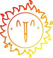 warm gradient line drawing happy cartoon sun vector