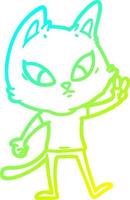 cold gradient line drawing confused cartoon cat vector