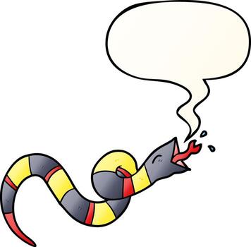 serpiente sibilante de dibujos animados y burbuja de habla en estilo degradado suave vector