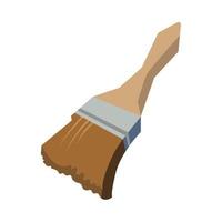 A wall brush with brown bristles and a wooden handle vector illustration