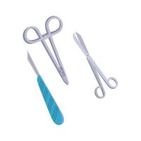 Surgical Instruments flat icons, medical scalpel and pictogram isolated on white. Symbol, logo illustration. Flat style design vector