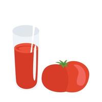 jugo de tomate con una ilustración de tomate al costado. adecuado para el diseño de su empresa. vector