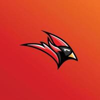 Red cardinal vector illustration, head red cardinal logo e sport. Mascot logo design template