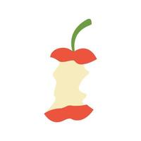 Bitten apple is illustrated in a flat design. vector