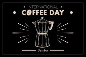 Coffee international day hand drawing style design template background vector