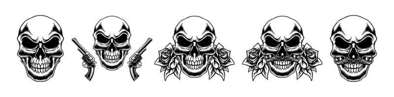 Set icon design with skull cowboy theme vector