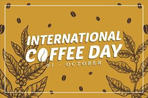 Coffee international day hand drawing style design template background vector