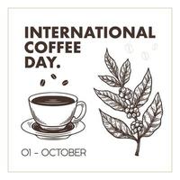 International coffee day background template design vector