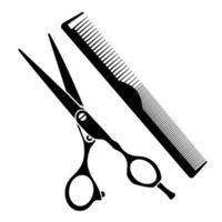 Vector illustration of barber shop symbols scissors and comb on white background