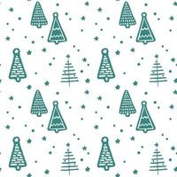 Vector simple seamless pattern of green Christmas trees on a white background