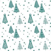 Vector simple seamless pattern of green Christmas trees on a white background