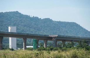 The elevated railway bridge of the double-track project is under construction. photo