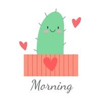 cute cactus and heart vector