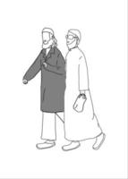 two men walking cartoon vector illustration