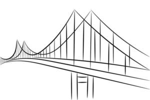 Bridge sketch, flat vector, isolate on white, graphic line art vector