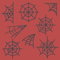 Collection of different cobwebs. Halloween design elements in flat style. vector