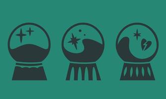 Set of monochrome magic balls. Halloween attributes in flat style. vector