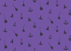 Seamless pattern with witch attributes. Halloween texture in flat style. vector