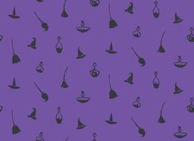 Seamless pattern with witch attributes. Halloween texture in flat style. vector