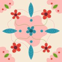 Hand Drawn Plant and Flower Pattern Background vector