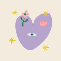 Flat Design Heart and Eyes Illustration vector