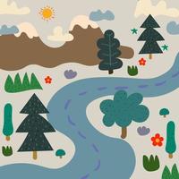 ilustración de doodle de verano de panorama de montaña vector