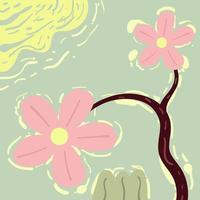Hand Drawn Nature Flower Background. Summer Illustration vector