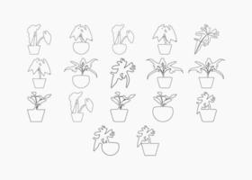 set of leaf line drawing vector