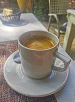 Glass cup of americano black coffee restaurant Mexico. photo