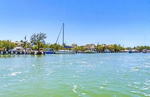 Holbox Quintana Roo Mexico 2022 Panorama landscape Holbox boats port harbor Muelle de Holbox Mexico. photo