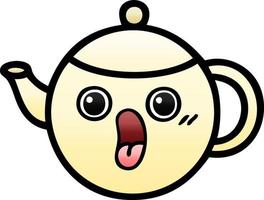 gradient shaded cartoon tea pot vector