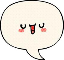 happy cartoon face and speech bubble in comic book style vector