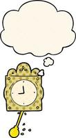 cartoon ticking clock and thought bubble in comic book style vector