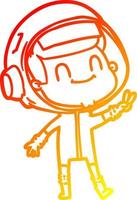 warm gradient line drawing happy cartoon astronaut vector