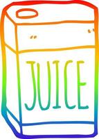 caja de jugo de dibujos animados de dibujo de línea de degradado de arco iris vector