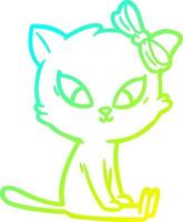cold gradient line drawing cartoon cat vector
